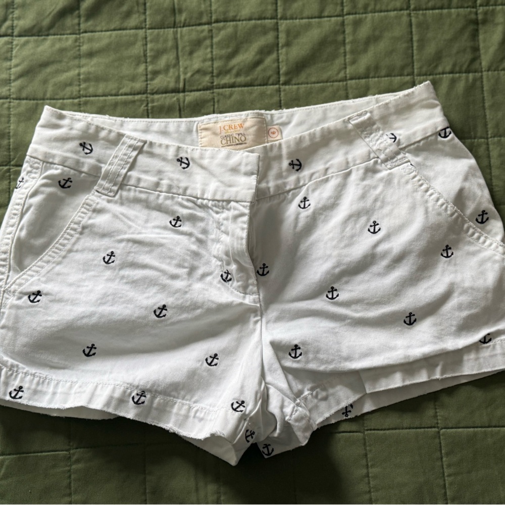 J. Crew White Anchor Print Women's Shorts